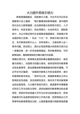 大力提升思政引领力
