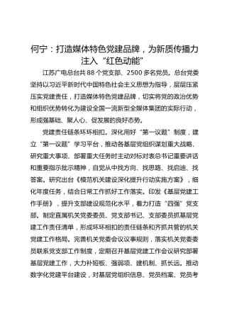 党建经验发言：打造媒体特色党建品牌，为新质传播力注入“红色动能”