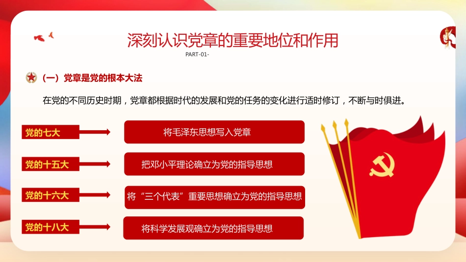 党课ppt+讲稿：深入学习党章 强化党性修养 勇担时代使命（5300字,28张）_第6页