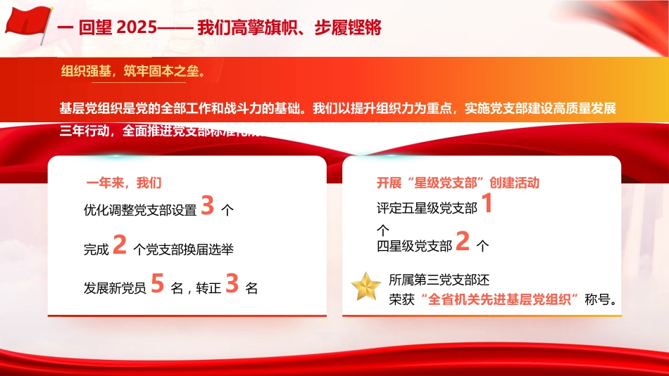 2025年机关党建工作总结汇报ppt+讲稿（3700字，32张）_第10页