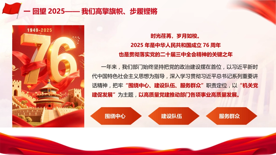 2025年机关党建工作总结汇报ppt+讲稿（3700字，32张）_第5页