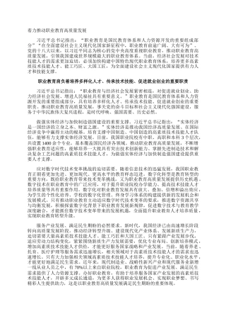 着力推动职业教育高质量发展