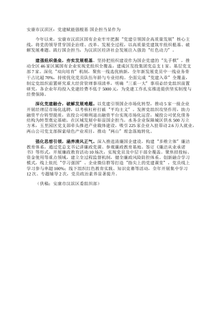安康市汉滨区：党建赋能强根基  国企担当显作为