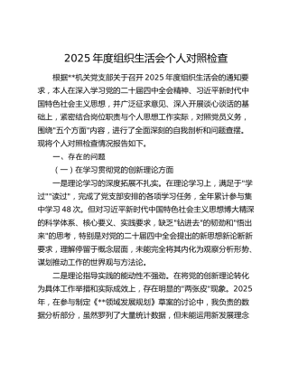2025年度组织生活会个人对照检查1(1)