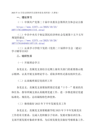 2025年11月党支部组织生活指导意见-组织部（人事处）