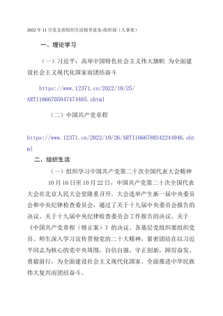 2022年11月党支部组织生活指导意见-组织部（人事处）