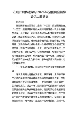 在统计局传达学习2026年全国两会精神会议上的讲话(1)