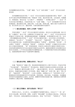 苏州健雄职业技术学院：“五强”赋能 “五力”协同 助推“一站式” 学生社区高质量发展