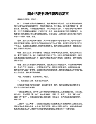 国企纪委书记任职表态发言