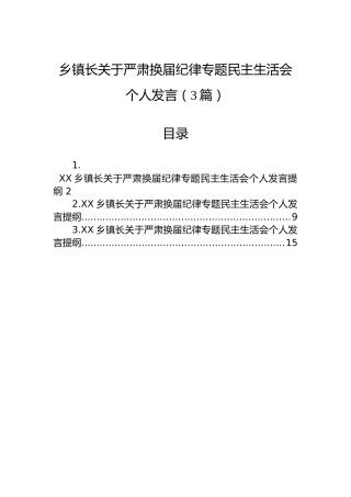 乡镇严肃换届纪律专题民主生活会个人对照检查3篇