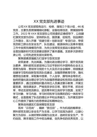 XX党支部先进事迹