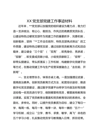 XX党支部党建工作事迹材料
