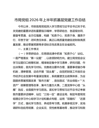 2026年上半年抓基层党建工作总结（财政）