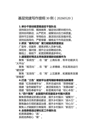 基层党建写作提纲30例（20260520）