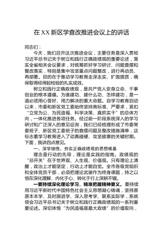 在XX新区学查改推进会议上的讲话