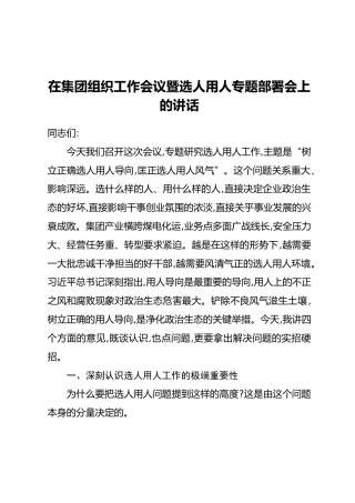 在集团组织工作会议暨选人用人专题部署会上的讲话(2)