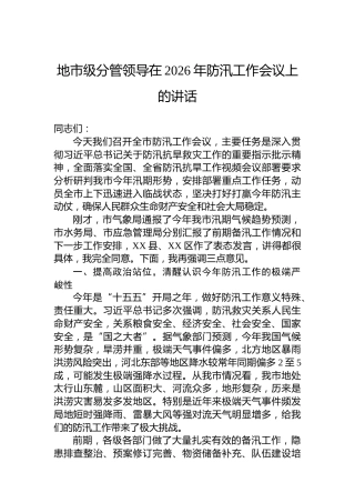 地市级分管领导在2026年防汛工作会议上的讲话