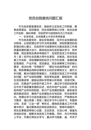 党员自我查找问题汇报