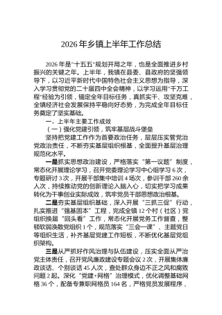2026年乡镇上半年工作总结