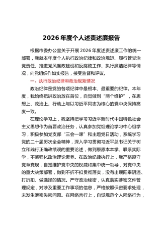 2026年度个人述责述廉报告