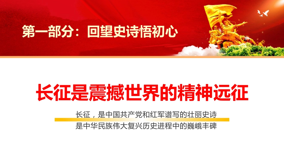 党课ppt+讲稿：赓续长征精神，走好新时代新征程（13000字，44张）_第4页
