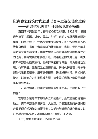 以青春之我筑时代之基以奋斗之姿赴使命之约——新时代机关青年干部成长路径探析