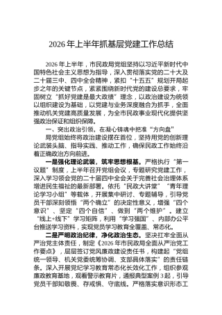 2026年上半年抓基层党建工作总结