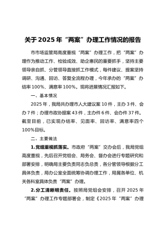 关于2025年“两案”办理工作情况的报告