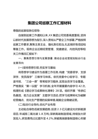 集团公司巡察工作汇报材料