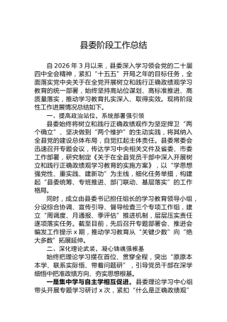 县委阶段工作总结