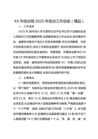 XX市信访局2025年信访工作总结