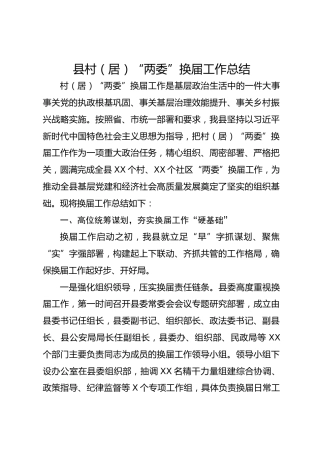 县村（居）“两委”换届工作总结