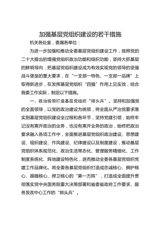 加强基层党组织建设的若干措施
