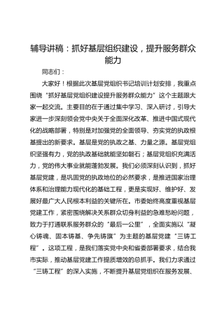 辅导讲稿：抓好基层组织建设提升服务群众能力