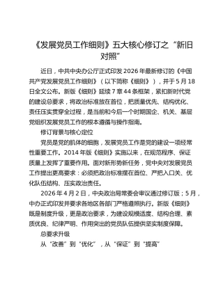 《发展党员工作细则》五大核心修订之“新旧对照”