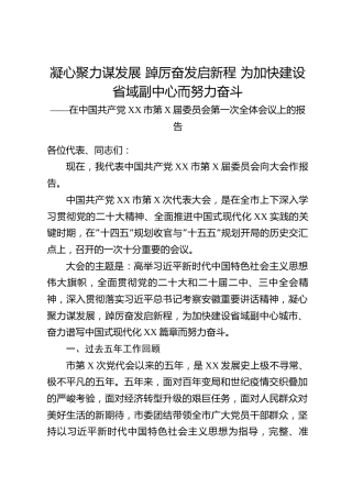 长三角制造业型市委党代会五年换届工作报告