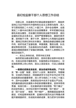 县纪检监察干部个人思想工作总结