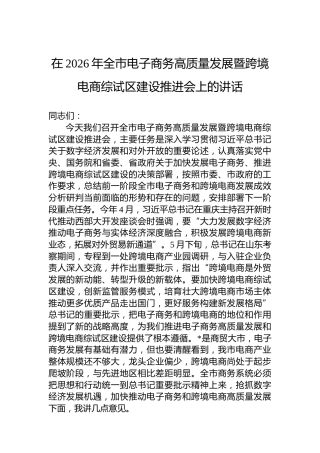 在2026年全市电子商务高质量发展暨跨境电商综试区建设推进会上的讲话