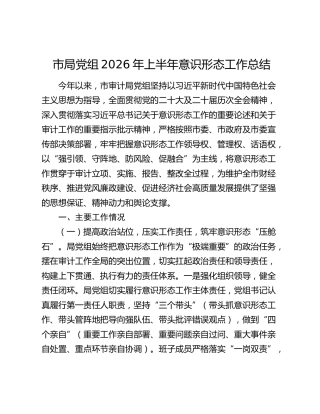 市局党组2026年上半年意识形态工作总结