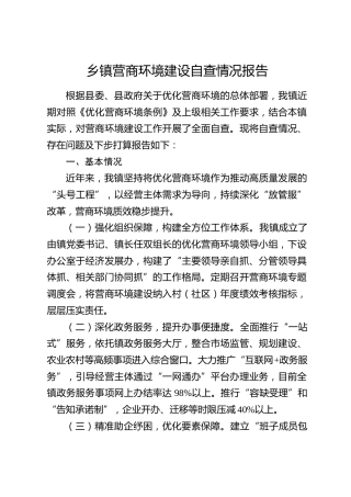 乡镇营商环境建设自查情况报告