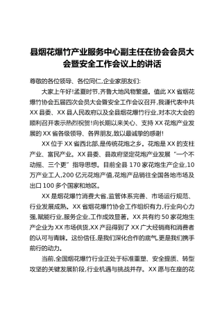 在协会会员大会暨安全工作会议上的讲话