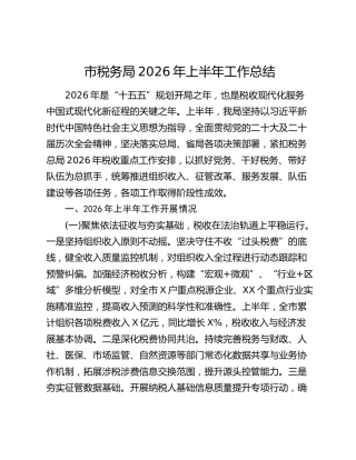 市税务局2026年上半年工作总结