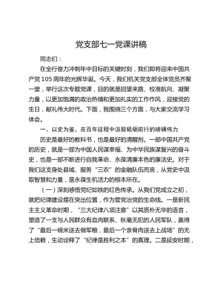 党支部七一党课6500字