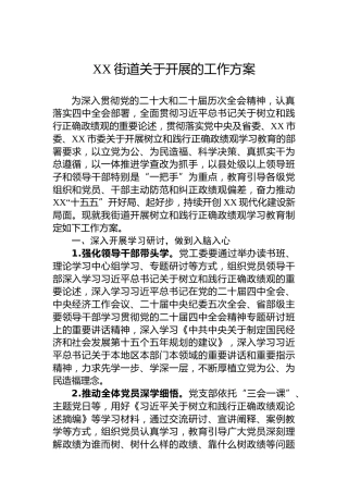XX街道关于开展的工作方案