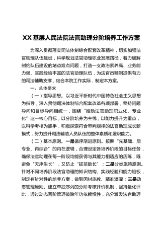 XX基层人民法院法官助理分阶培养工作方案