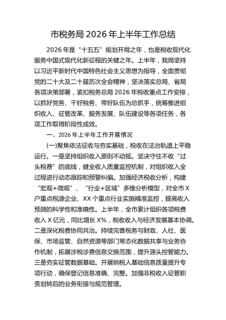 税务局2026年上半年工作总结2