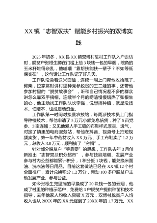 XX镇“志智双扶”赋能乡村振兴的双博实践