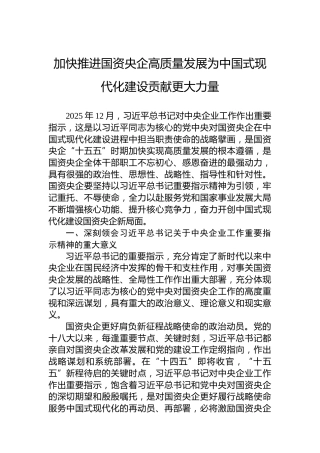 加快推进国资央企高质量发展为中国式现代化建设贡献更大力量
