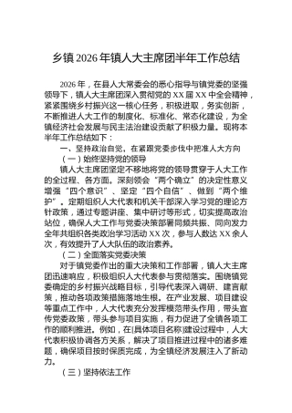 乡镇2026年镇人大主席团半年工作总结