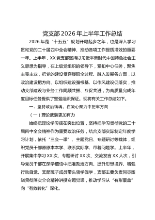 党支部2026年上半年工作总结